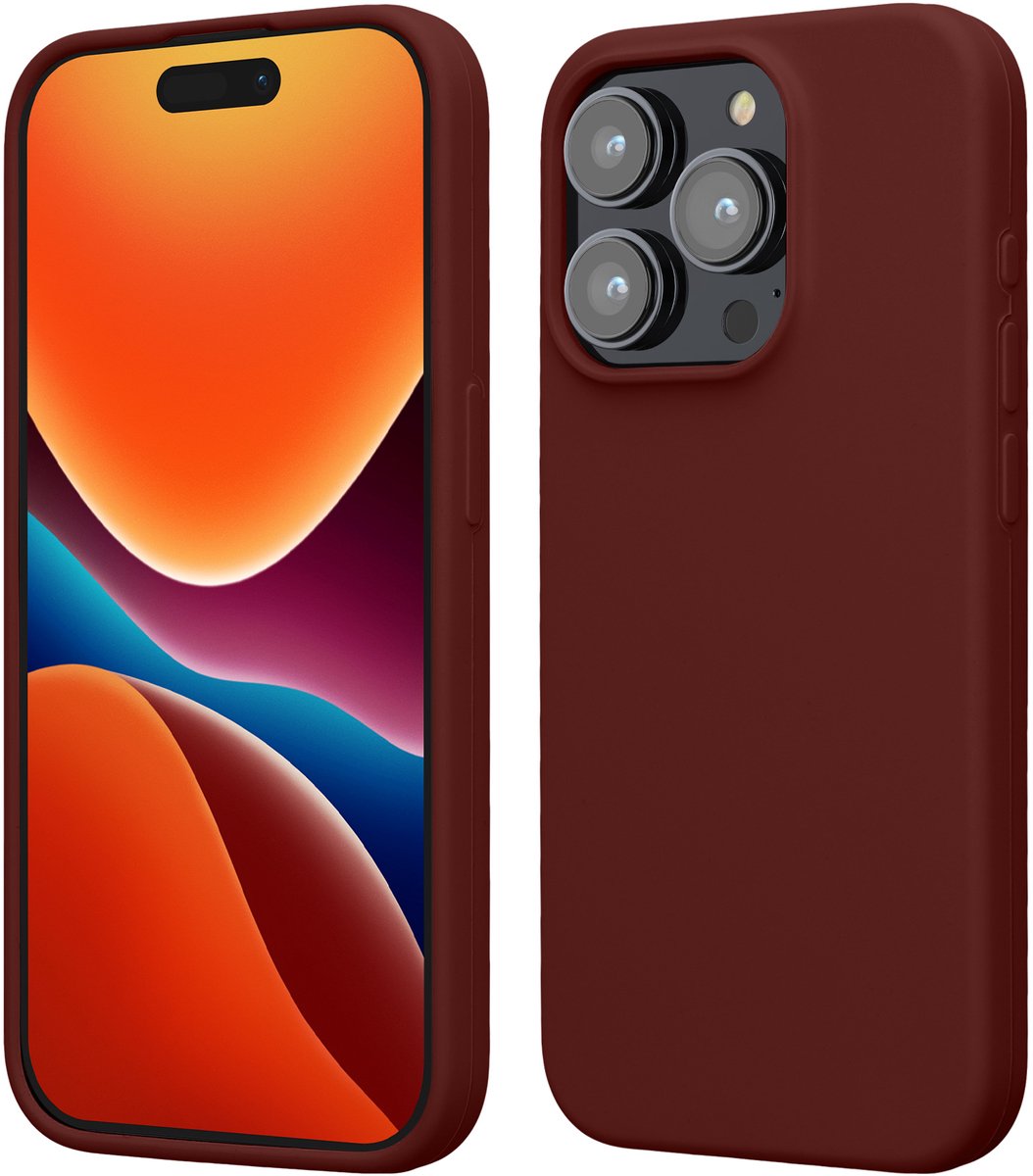 kwmobile Case voor iPhone 15 Pro - Slank TPU-Hoesje met Zachte Afwerking - In wijnrood