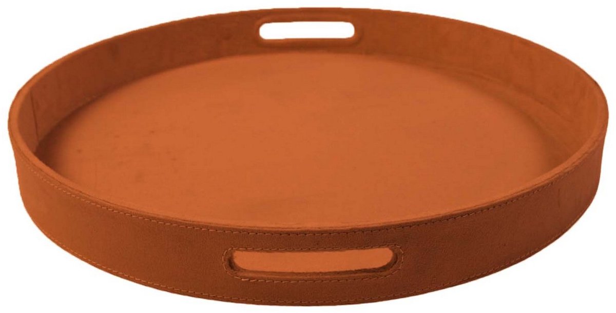 Dienbladen rond fluweel terra oranje dia 30, 38, 45 cm (set of 3)