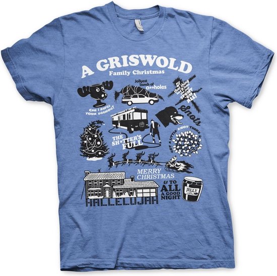 National Lampoon's Christmas Vacation Heren Tshirt -XL- Icons Blauw