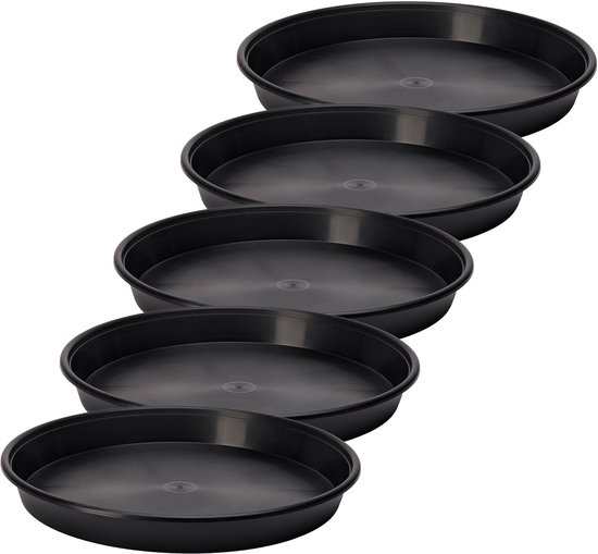 Garronda Ronde Bloempot Onderzetter – 5 stuks – Zwart - ⌀ 17cm H=2,5cm - GD-NIC-PotBase108