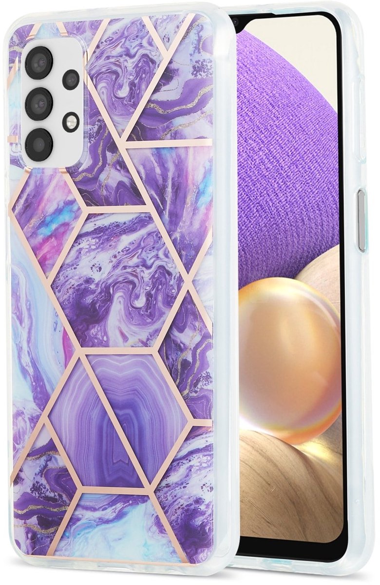 Fonu Marmer backcover hoesje Geschikt Voor Samsung Galaxy A52s / A52 - Paars