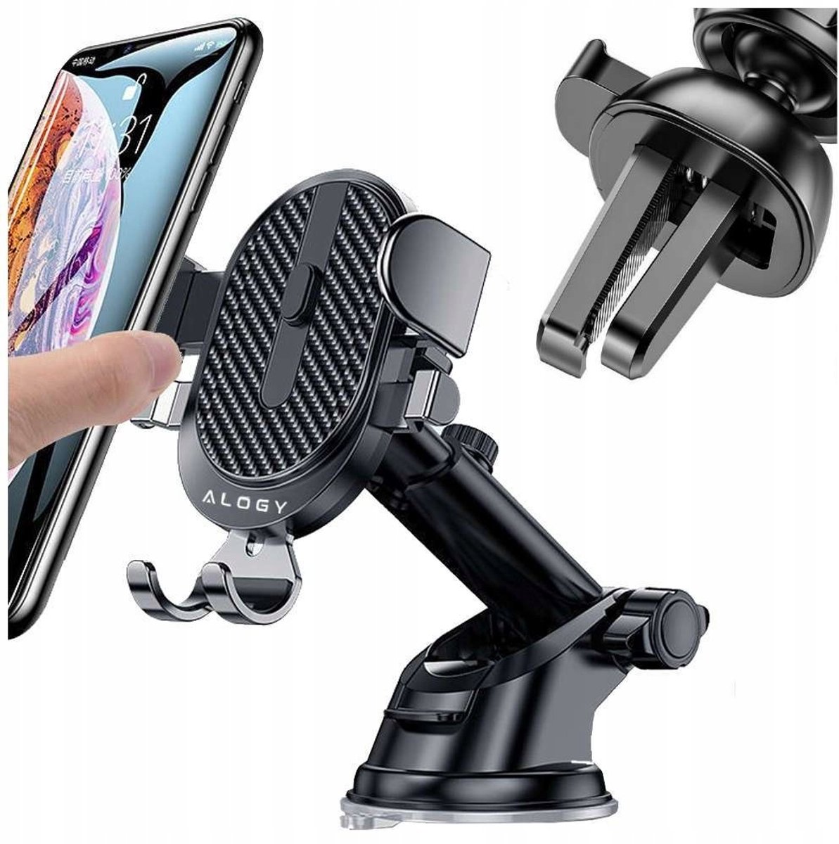 Alogy Universele Grijpbare Autohouder voor Telefoon 6.5" - Zwart