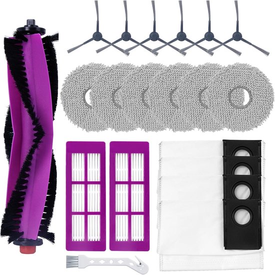 Accessoirekit voor Eureka J15 Pro Ultra Stofzuigerrobot: 1 Rollenborstel, 6 Zijborstels, 6 Vervangende Doeken, 4 Stofzakken, 2 Filters, 1 Reinigingsborstel