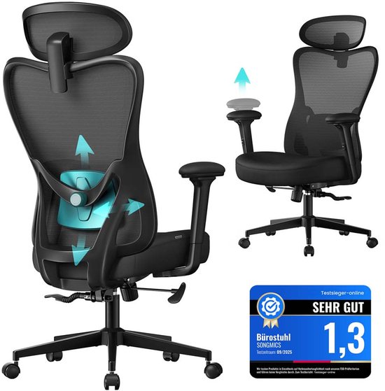 SONGMICS Gamingstoel, bureaucomputerstoel, ergonomisch ontwerp, met