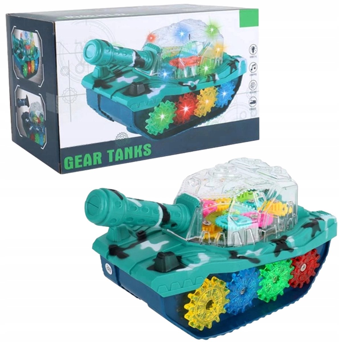 Transparante LED Tank Speelgoed met Geluid en Lichteffecten