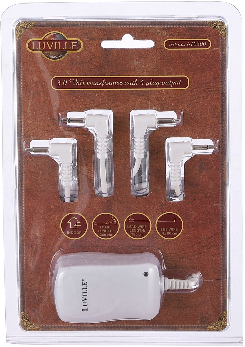 Luville - Switch adaptor 3 volt with 4 plugs out - Kersthuisjes & Kerstdorpen