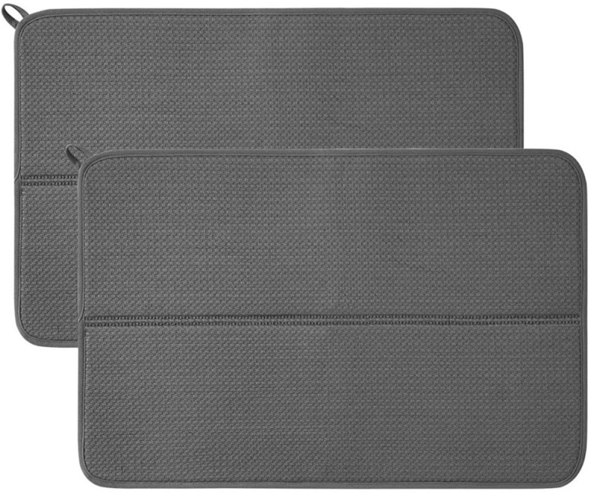 Unyqoos® Grijze Microvezel Afdruipmat met Antislip en Warmte-isolatie voor Keuken
