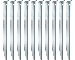 Grondankers - Set 10 XL warmgegalvaniseerde staalpalen 230x23mm V-vormige metalen vastzettingen voor zandgrond campingtent