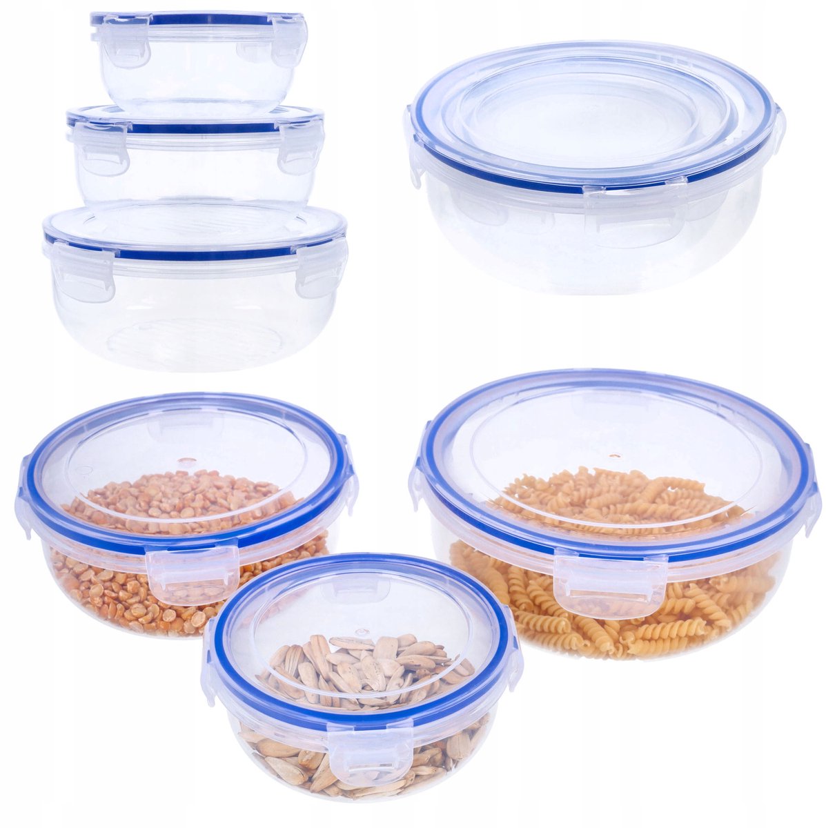 Set van 3 ronde voedselopslagcontainers - opslagcontainers met deksels