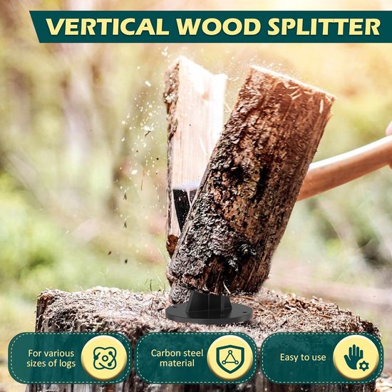Mini houtklover - Houtklover van koolstofstaal - Efficiënt hout splijten - Gebruiksvriendelijk - Draagbaar - Geschikt voor kamperen, barbecueën en picknicken in de buitenlucht (zwart) van Merkloos	 — afbeelding 4