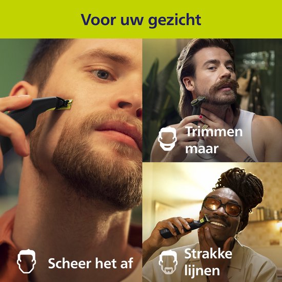 Philips OneBlade Pro 360 Face + Body - Zwart - Trimmer, scheerapparaat en styler in 1 - Mannen - QP6542/15