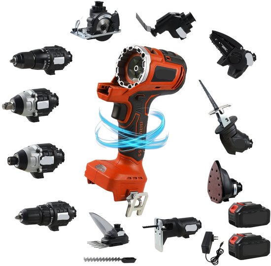 Elektrische Multitool – Draadloze Multitool – 12-In-1 Gereedschap – Accu Multitool – 4000 mAh Lithiumbatterij – LED-Werklamp