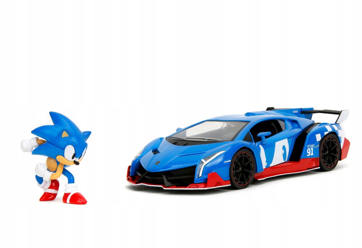 Jada Lamborghini Veneno met Sonic The Hedgehog Figuur 1:24 Metaal