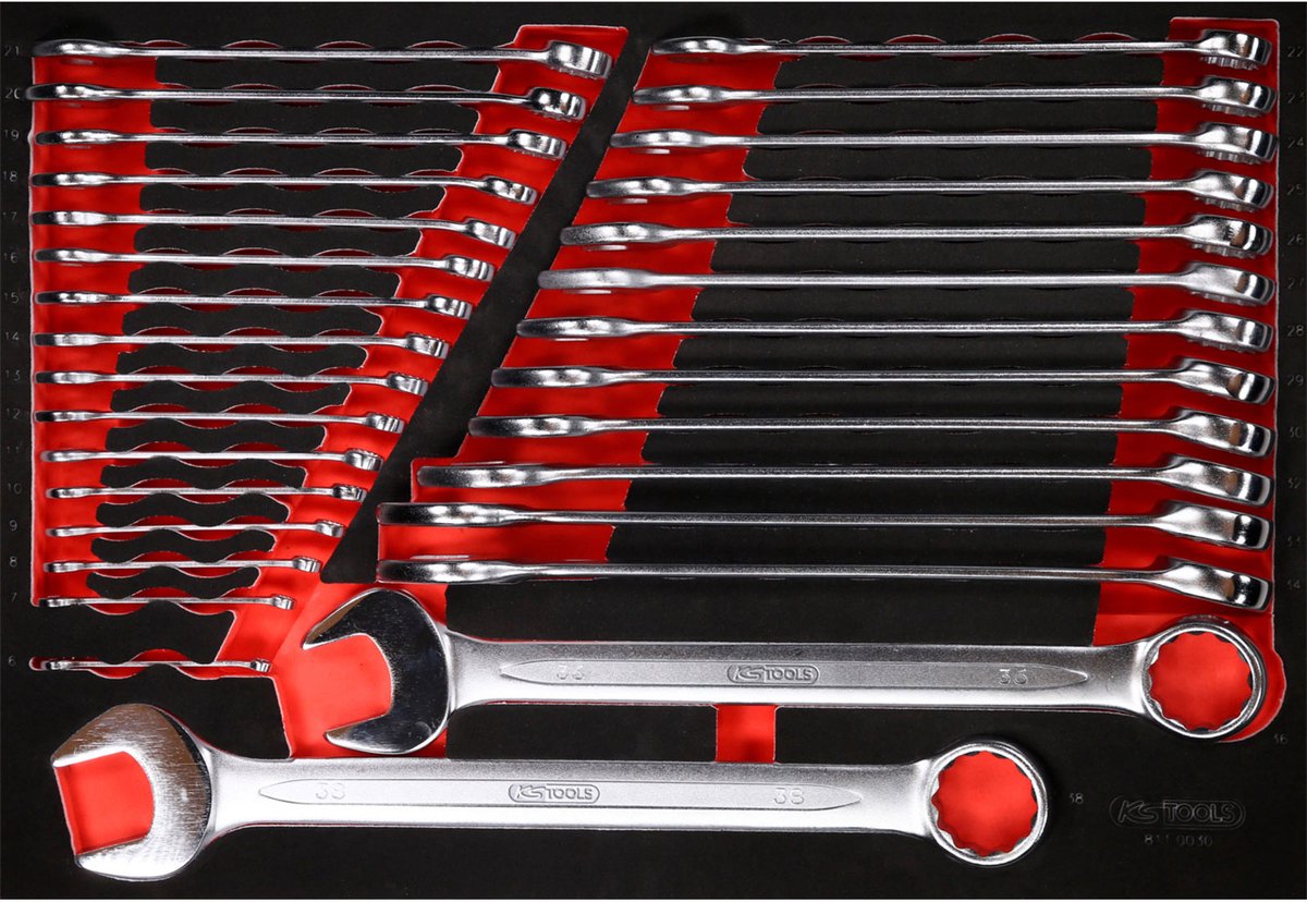 KS TOOLS Combinatiesleutelset in schuimrubberen inzet 30-delig - ...