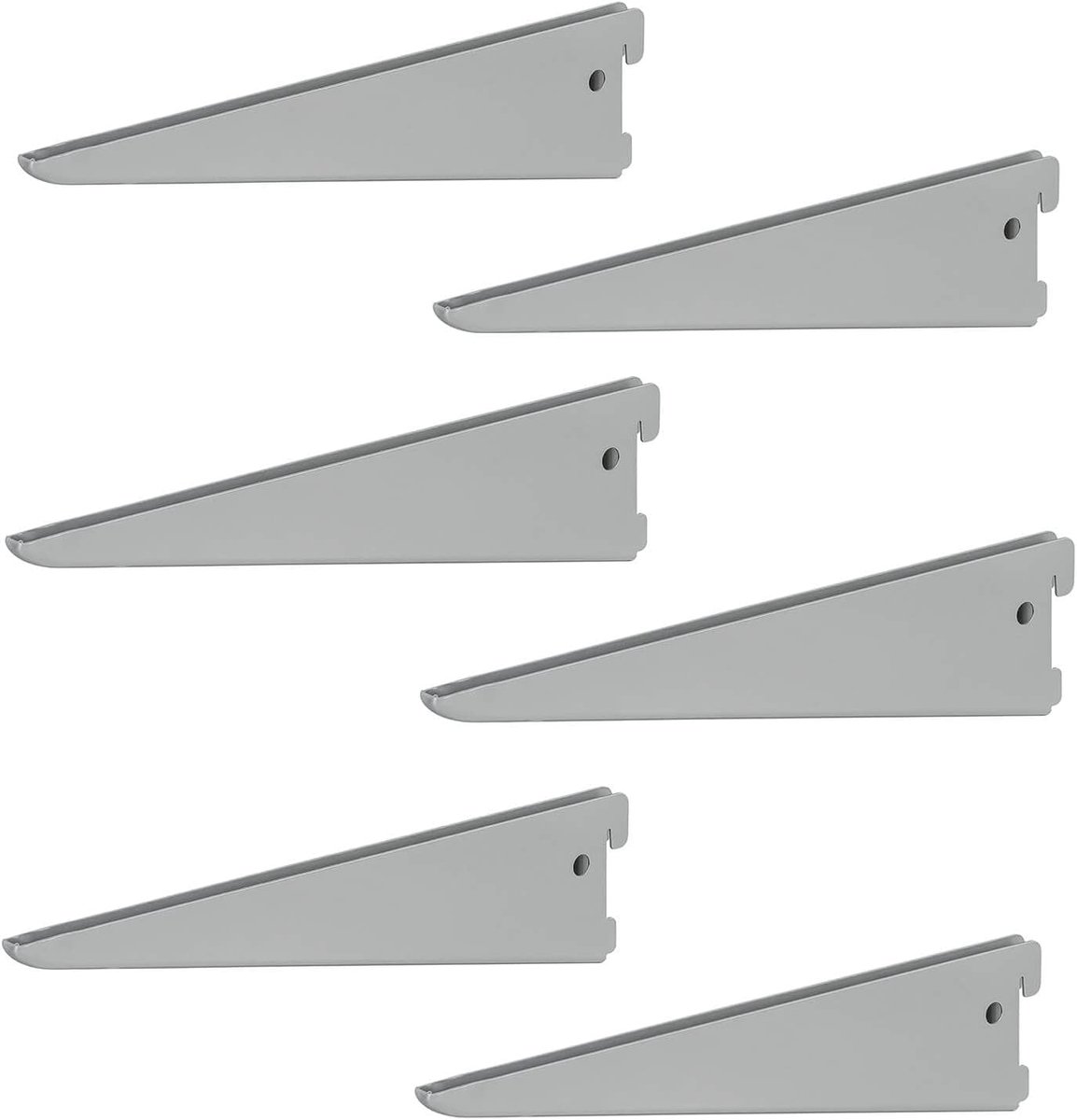 6 x siwitec U-dragers 370 x 50 mm in aluminium wit, plankdragers voor een tweerijig plankrailsysteem