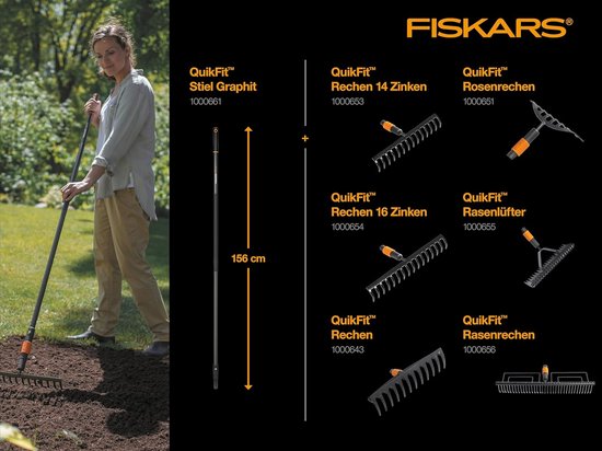 Fiskars Quikfit Verticuteerhark - Tuingereedschap - Hark opzetstuk - 370 mm van Fiskars — afbeelding 5