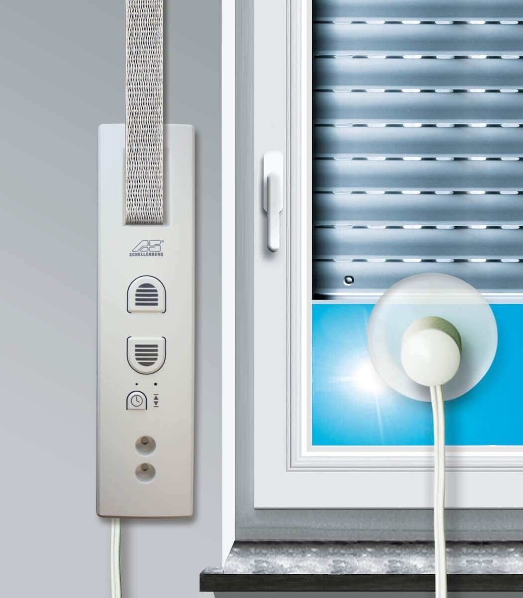 Schellenberg 22746 zonnesensor voor rolluikopwinders ROLLODRIVE 35 en 45, sluit het rolluik bij fel zonlicht.