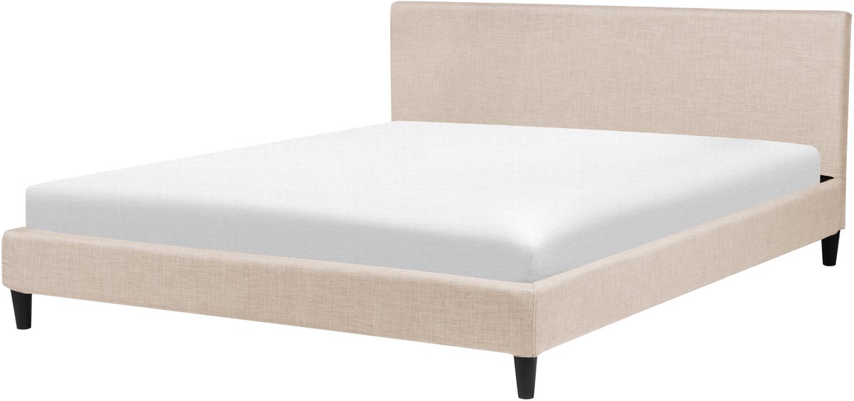 Beliani FITOU - Tweepersoonsbed - Zandbeige - 180 x 200 cm - Polyester