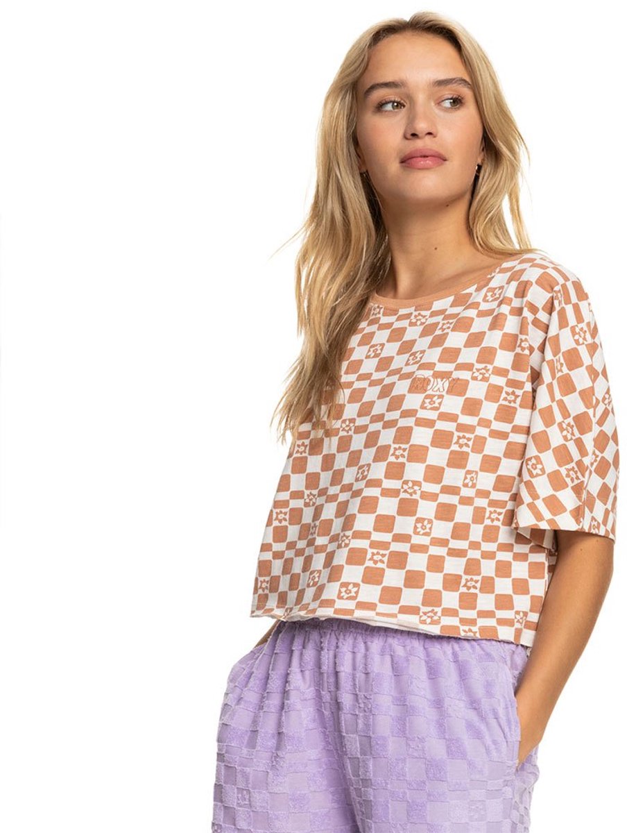 Roxy Power Check T-shirt Met Korte Mouwen S Vrouw Wit