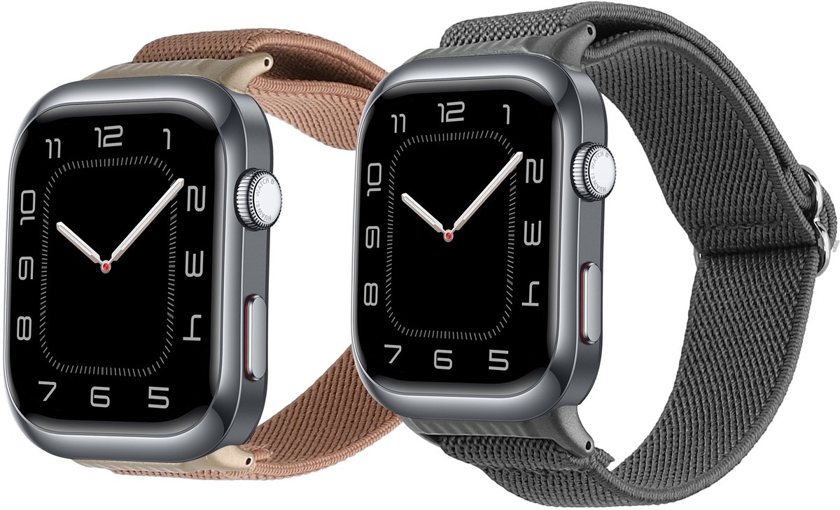 kwmobile Horlogebandjes geschikt voor Huawei Watch D2 - 2 x Nylon Smartwatch bandje in donkergrijs / oudroze.