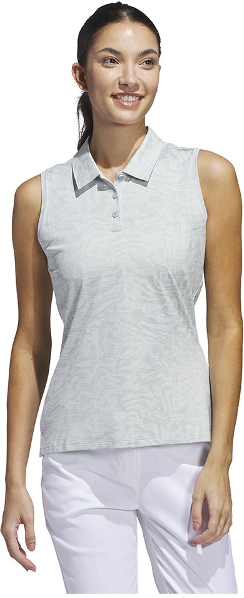 Adidas Ultimate365 Jacquard Mouwloze Poloshirt Voor Dames Vrouw Zilver