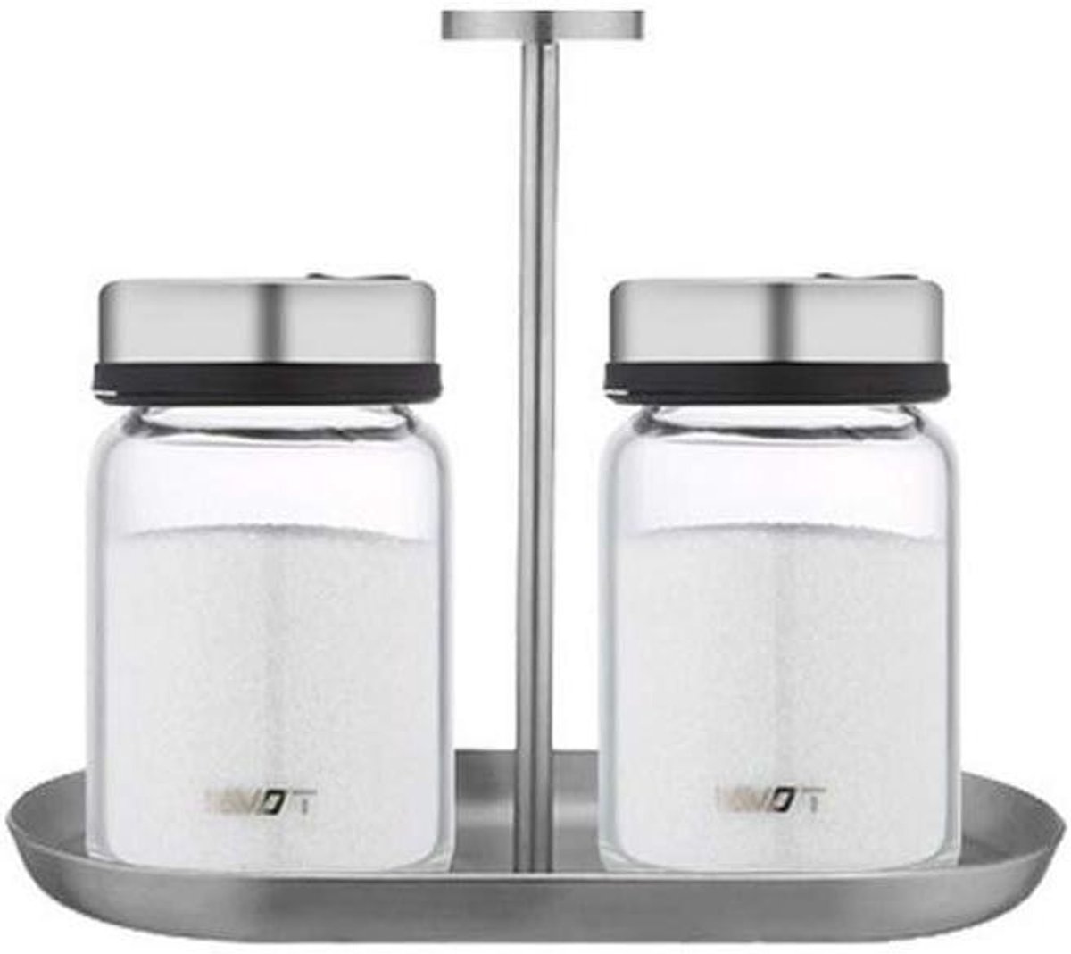 Allecto Plus - Peper- en Zoutstrooier Set van 2 Met Standaard Peper- en zoutstrooier met verstelbare gietgaten, 250 ml - Koken & Tafelen accessoires - Keuken benodigdheden