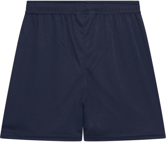 Donkerblauwe voetbalbroek met elastische tailleband.