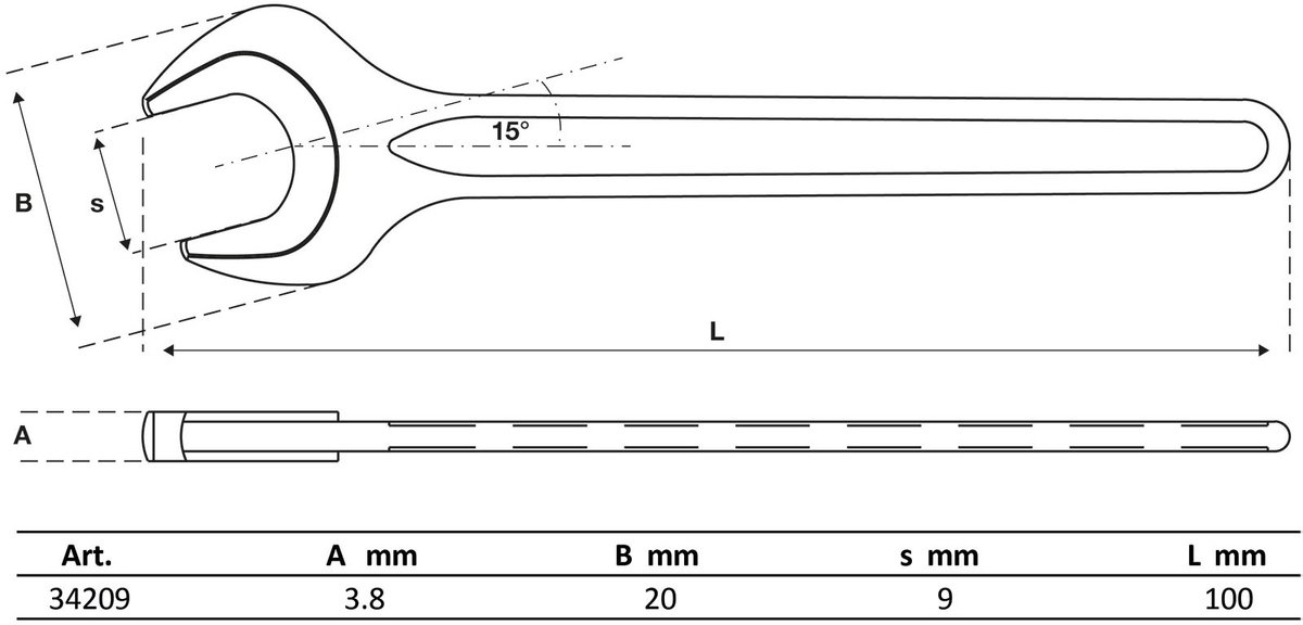 BGS Machinesleutel - DIN 894 - 9 mm