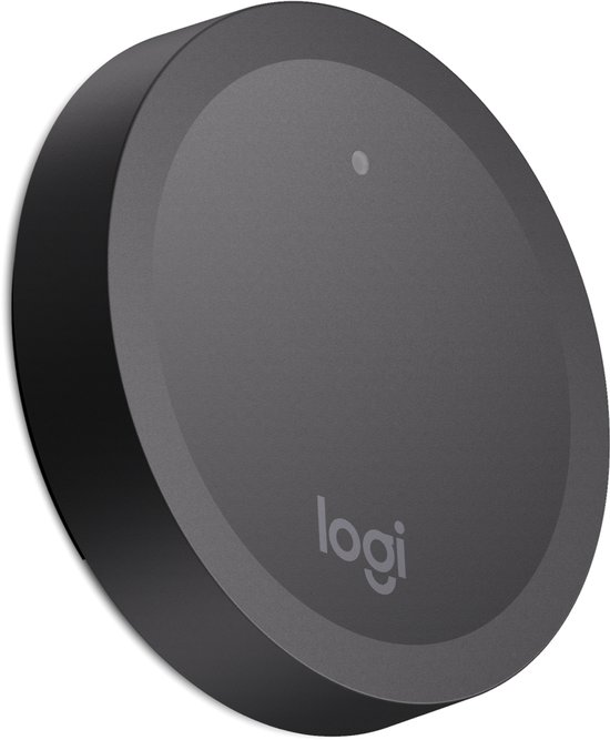 Bouton de préréglage Logitech rond noir. Petite LED sur le dessus.