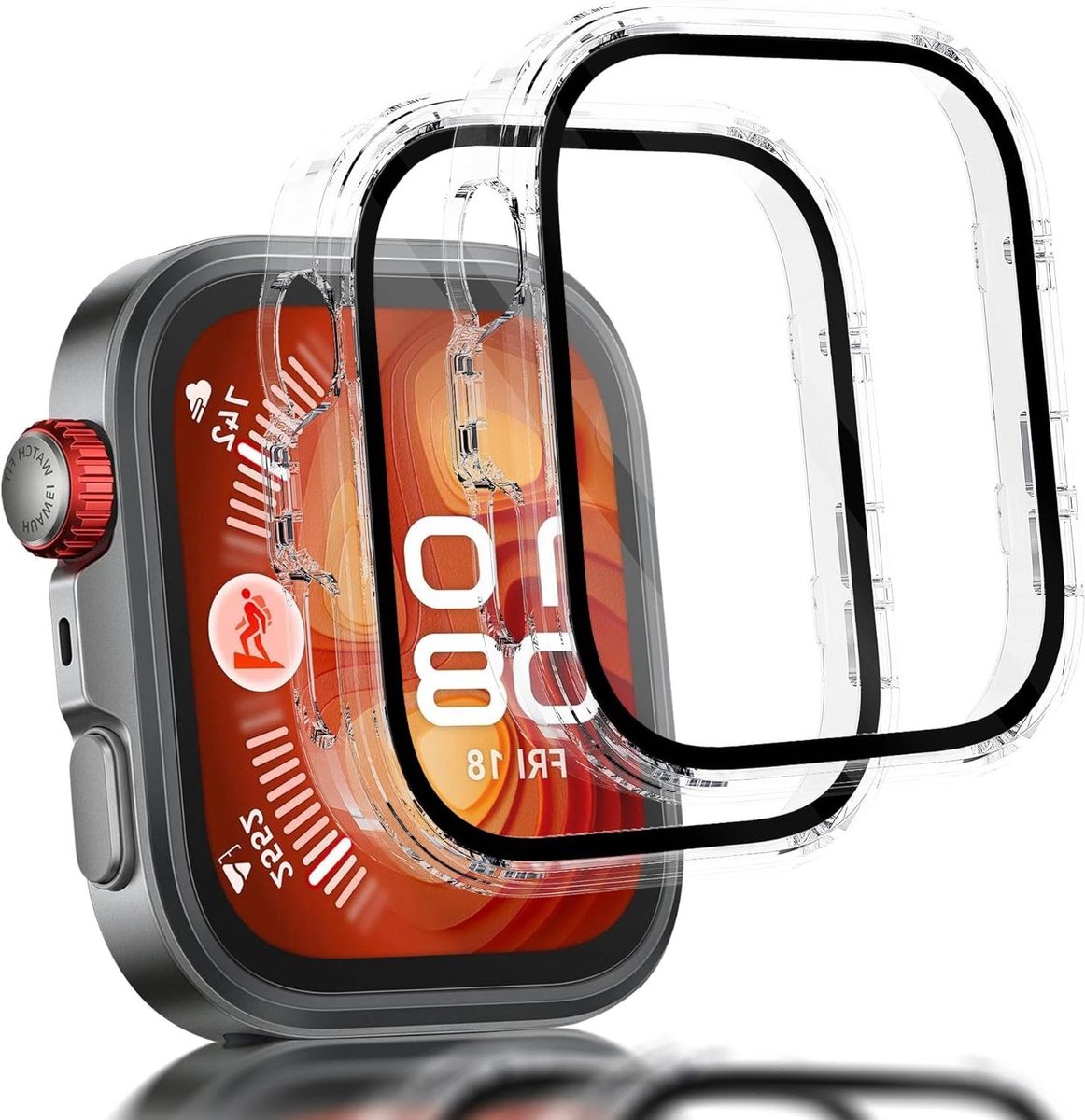 Allecto plus - Beschermhoesjes voor smartwatch met displaybescherming - Transparant - Set van 2
