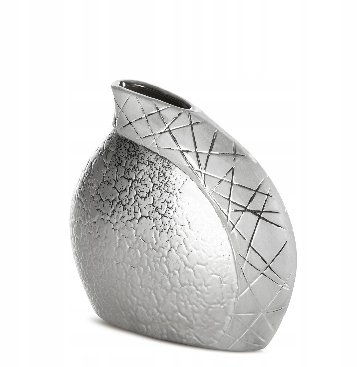 Decoratieve Vaas Alira 20x8x19 cm - Stijlvol Zilverkleurig Keramiek