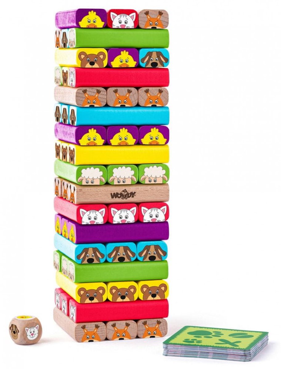 WOODYLAND Sammy-toren met dieren - Educatief houten speelgoed