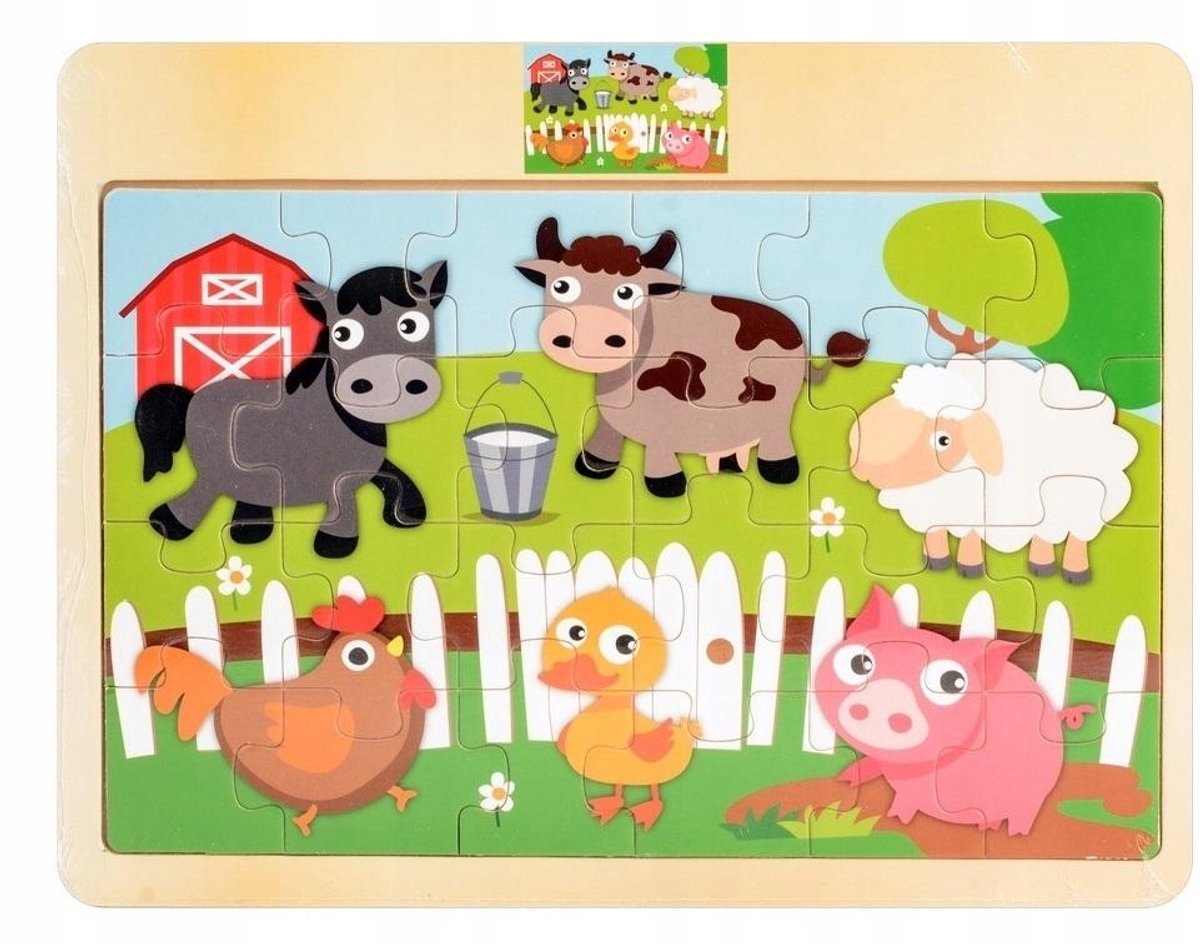 Houten puzzel Huisdieren 24 stukjes - Educatief speelgoed