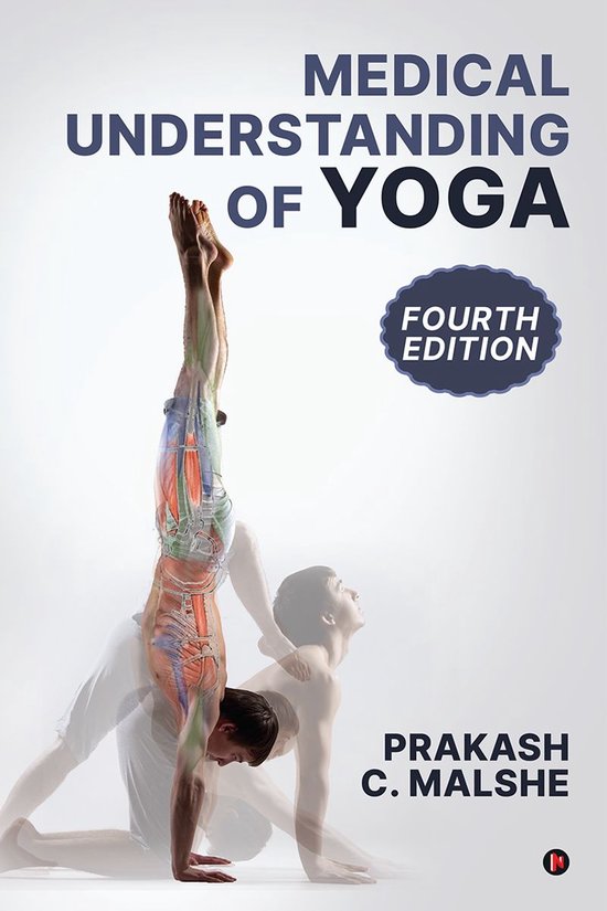 Medische Understanding of Yoga Vierde Editie boek met een anatomische illustratie van een yogi in een pose.