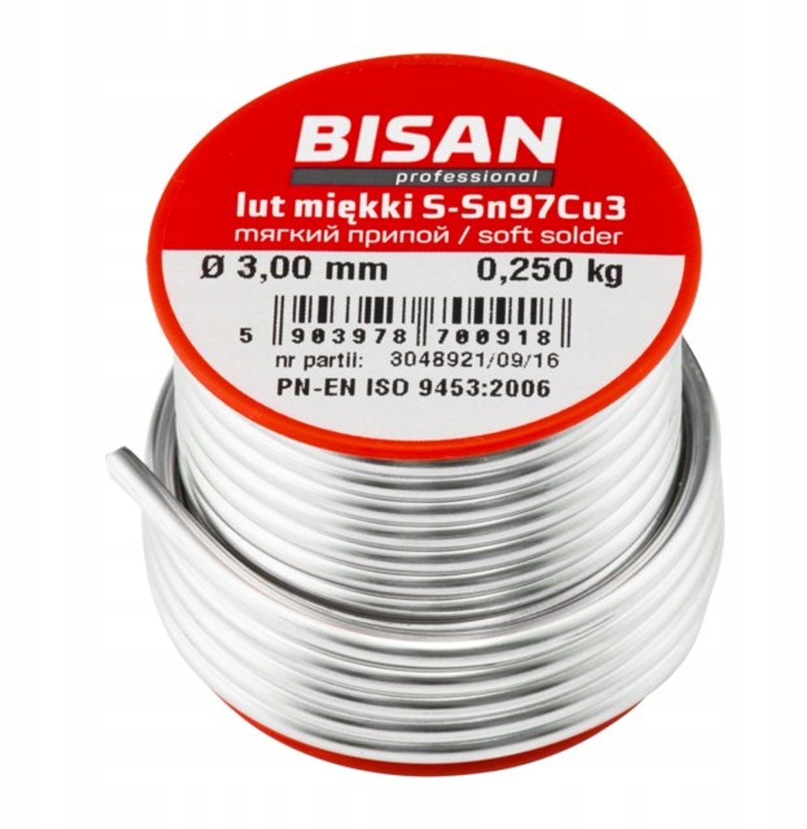 Bisan Soldeer 3.0mm 250g Sn97Cu3 voor Centrale Verwarming & Waterleidingen
