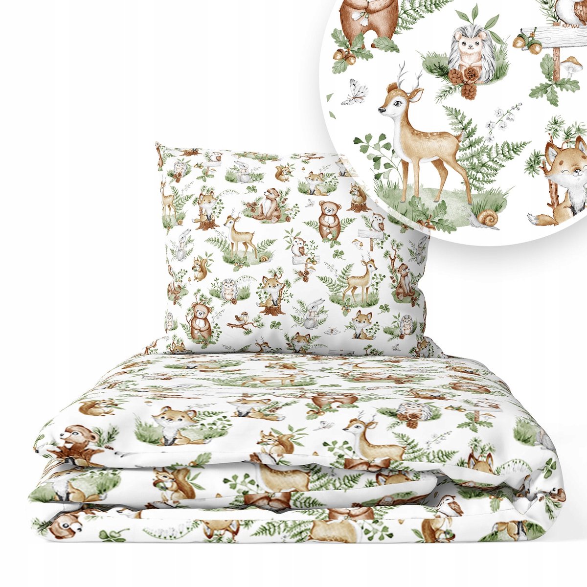 Kinderbeddengoed 160x100cm 2-delig Katoen - Dieren & Bladeren