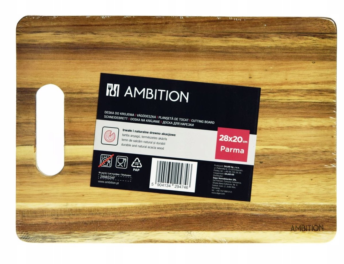 Ambition Parma Acacia Houten Snijplank met Handvat 28x20x1.5cm