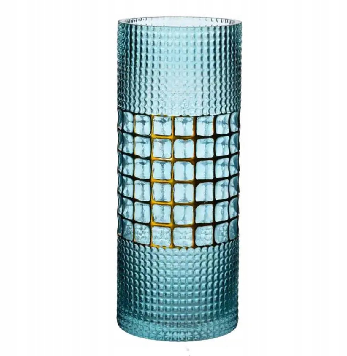 Serenite Glazen Vaas 30 cm - Goud Blauw Decoratief