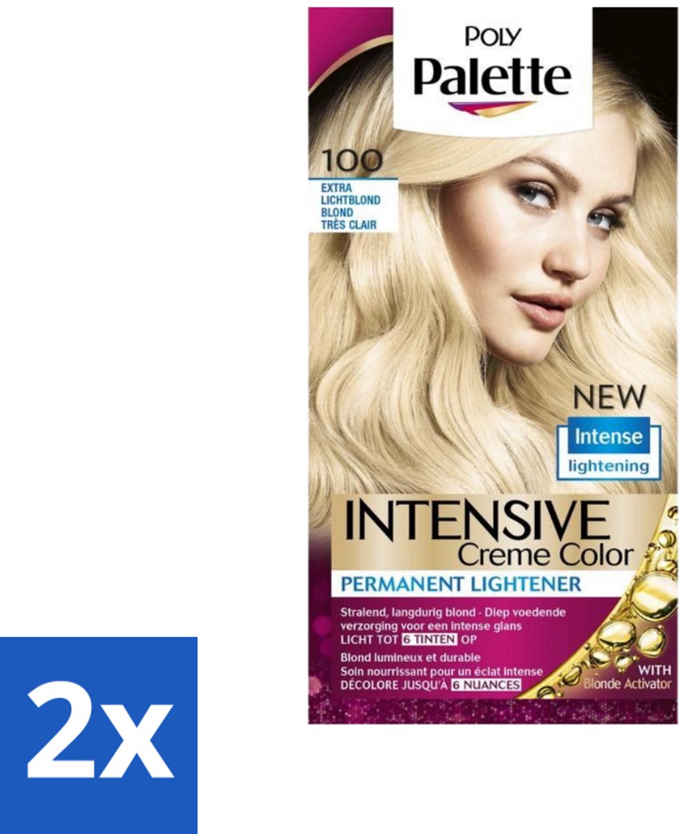 2 x Poly Palette – Haarverf – 100 Extra Licht Blond – 115 ml - Haarverf - Blonde Haar - Permanente Haarverf - Lichte Haarkleur - Haarverf 100