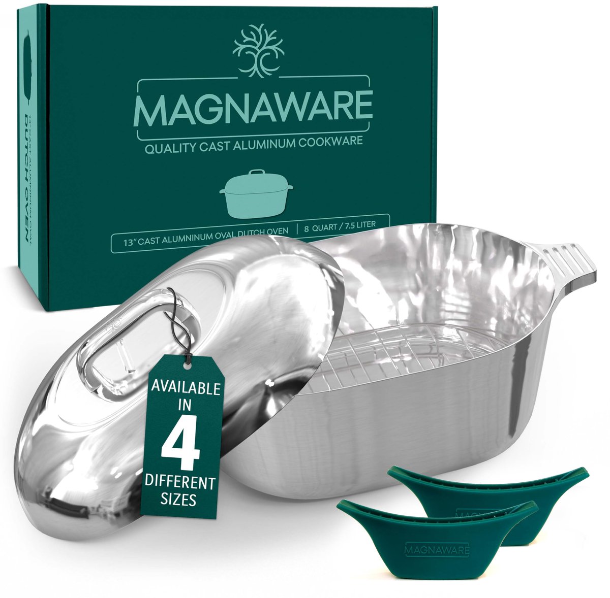 Magnaware Gietaluminium Braadpan – Ovaal 8 L – Lichtgewicht Dutch Oven Met Deksel