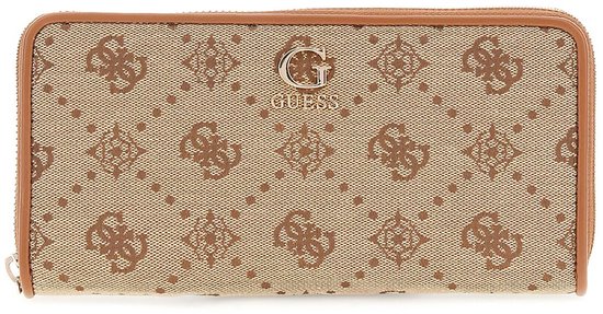 GUESS porte-monnaie Neda SLG Large Zip Around Wallet Latte Logo marron clair