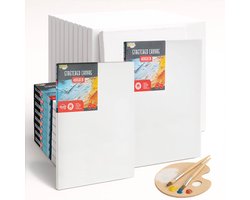 Schildersdoeken Formaat 40x50 cm - 12 stuks - Canvasdoeken en Canvaspanelen - 100% katoen - Voor Acrylverf, Olieverf en Schildertechnieken - Joya…