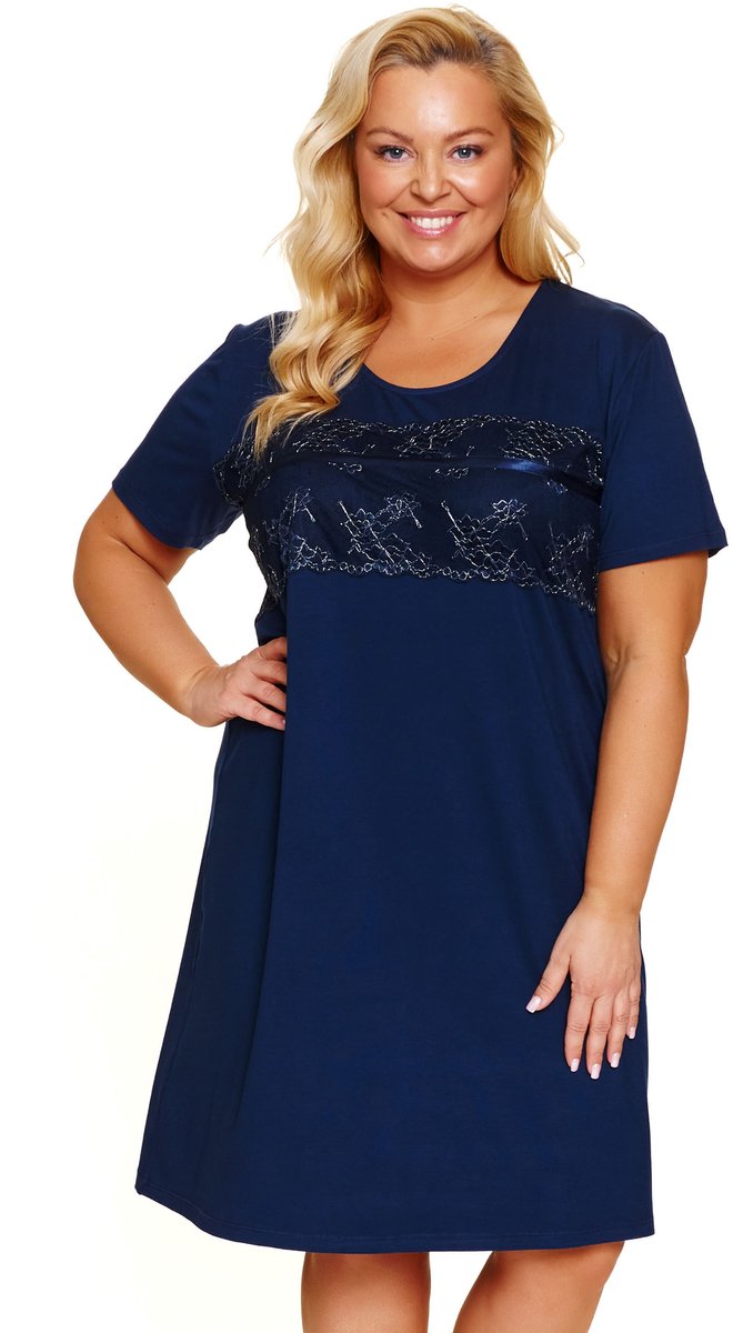 Doctor Nap Dames Nachthemd Viscose Plus Size Navy TB.7329 40 / Blauw
