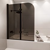 Lomazoo Badwand Caracas -100x140cm - Zwart - Nano Coating Anti-kalk - 2delig - Draaibaar - Rookglas