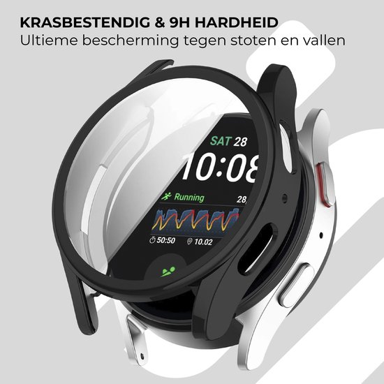 Strap-it schokbestendig TPU hoesje geschikt voor Samsung Galaxy Watch 7 – 44mm (zwart) – duurzame beschermhoes met geïntegreerde screen protector – optimale bescherming voor je smartwatch