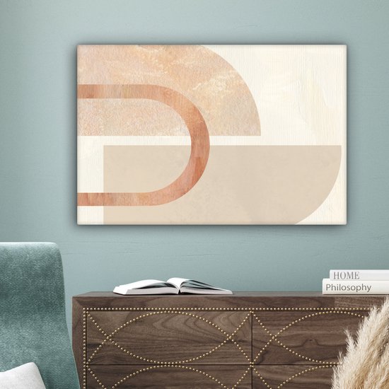 Toile Peinture Marbre - Rose - Abstrait - 60x40 cm - Décoration murale