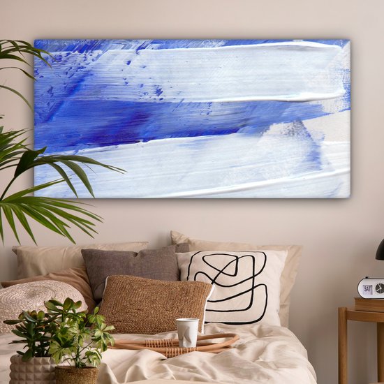 Peinture sur toile - Design - Blauw - 160x80 cm - Décoration murale