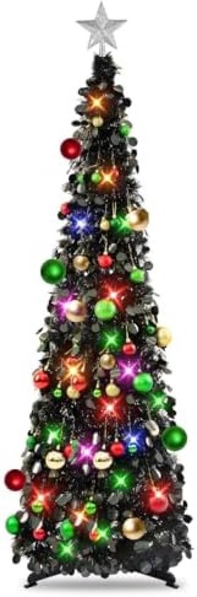 Opvouwbare kerstboom – 150 cm – zwart – glinsterende takken