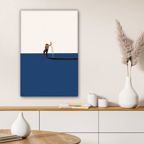 Canvas - Abstrait - Boot - Mer - Texte - Chapeau - Abstraite - 60x90 cm - Canvasdoek - Tableau sur toile