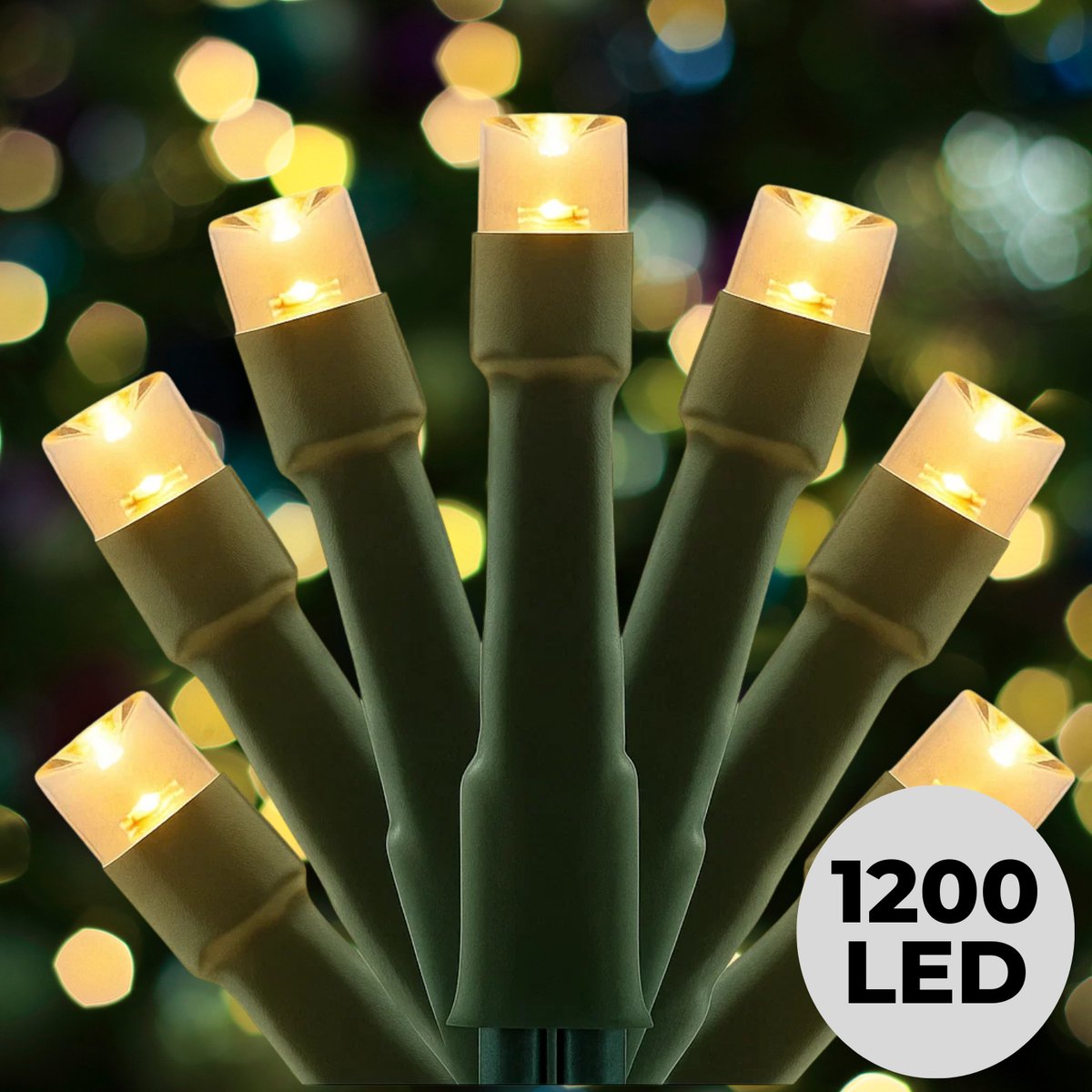 Lomera Microcluster Kerstboomverlichting - Kerstverlichting - Kerstlampjes - 1200 LED Lampjes - 24 Meter Lichtsnoer - Extra Warm Wit - Binnen en Buiten Gebruik - 8 Lichtfuncties - Geheugen - Timer 8 Uur aan - Ip44 6W